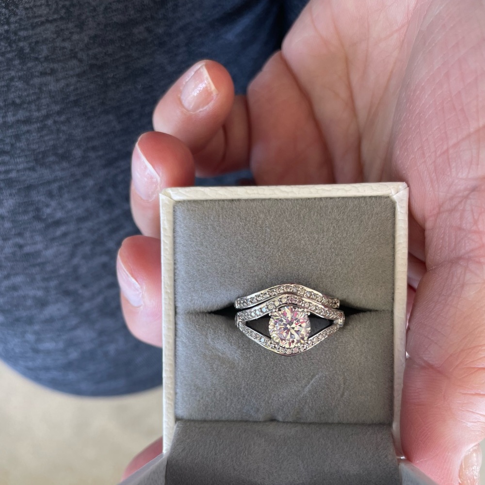 CZ wedding set Sterling Silver size 5